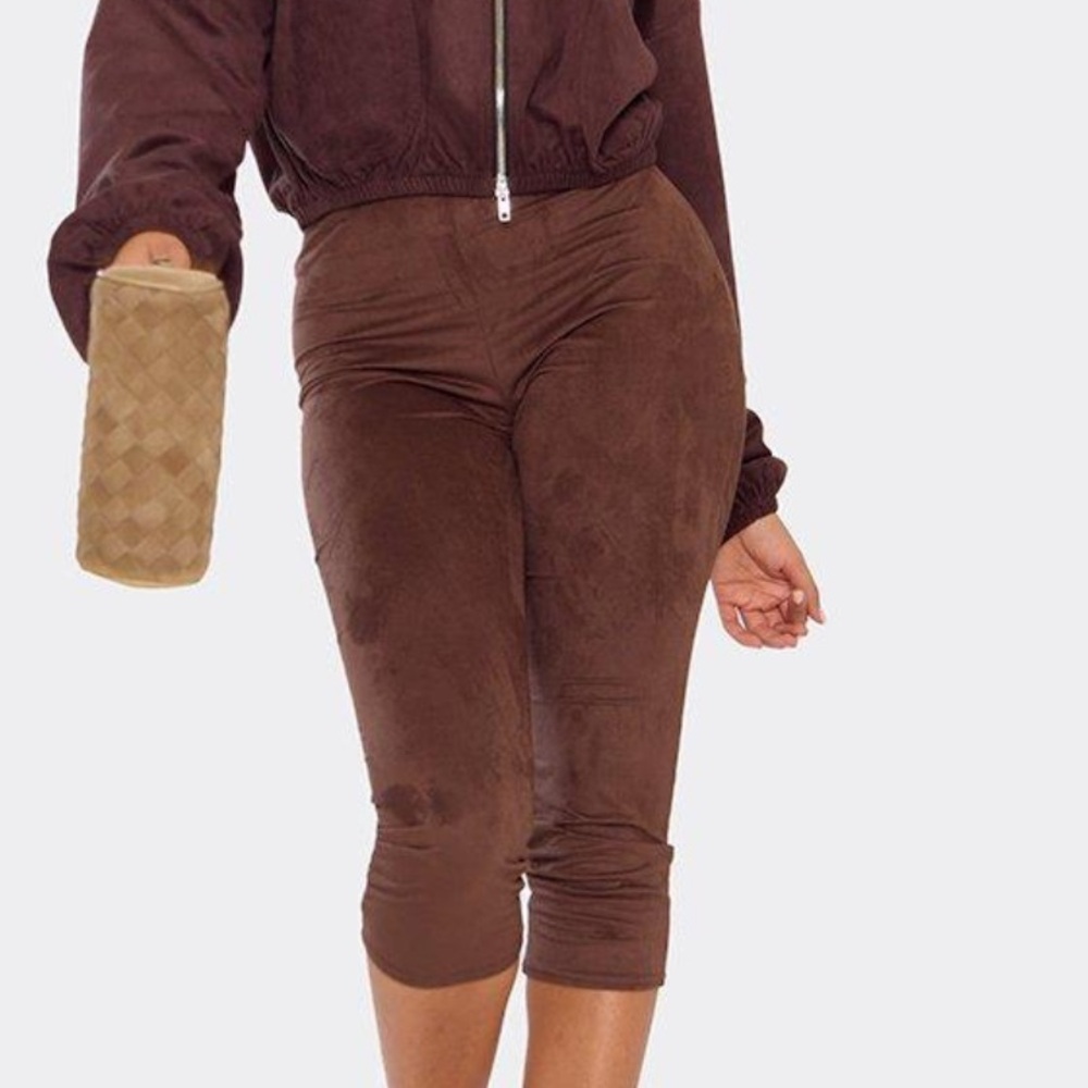 Faux Suede Capri Pants